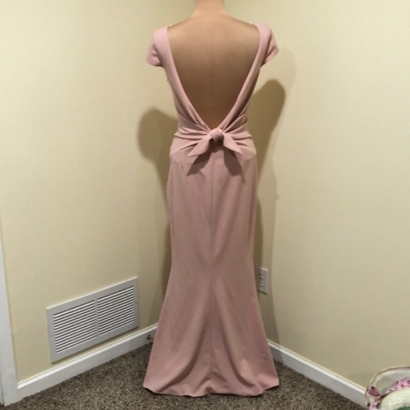 Katie May Rose Intrigue Gown 4 Blush Pink Bow Low Cut Back Maxi Dress - Picture 4 of 10